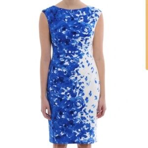 Lauren Ralph Lauren Blue White Floral Novellina Jersey Dress